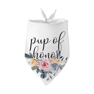 Imagem de Bandana de cachorro Pup of Honor Maid of Honor Presente de chá de panela Bandanas brancas para cães acessórios para fotos de noivado para amantes de animais de estimação, presente de dono