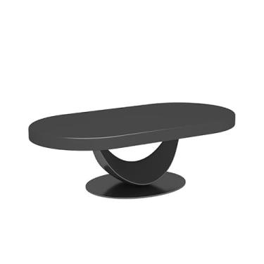 Imagem de Mesa de centro de design simples pequena oval de madeira maciça para sala de estar - Mobiliário doméstico compacto, ideal para espaços pequenos, mesa lateral minimalista para sala de estar (120 cm)