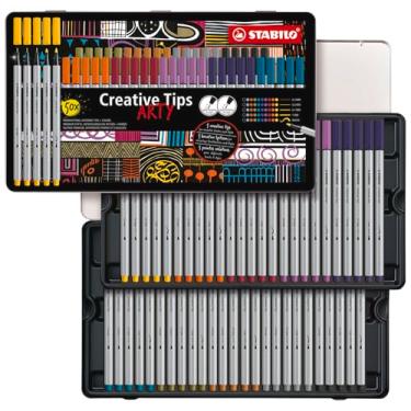 Imagem de STABILO Conjunto de canetas multipontas criativas – Conjunto de 50 peças ARTY de metal – 10 cores sortidas – Desenho técnico, ilustração