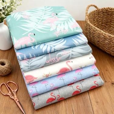 Imagem de 6 peças de tecido de algodão faça você mesmo, estampa 100% algodão, feito à mão, para costura de artesanato DIY, tema impresso em quartos de costura quadrados decorativos artesanato 25 x 25 cm