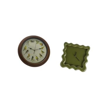 Imagem de Fenteer Relógio de Parede Redondo com Pássaro Cantando Elegante, com Alarme para Sala de Jantar, Casamentos E Relógio de Parede Quadrado Silencioso E Preciso,