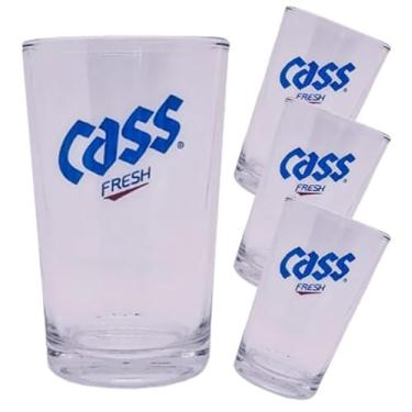 Imagem de Conjunto de 4 copos de cerveja coreana - Cass Fresh - presentes para fãs de K-pop, cerveja, bomba de Soju, 255 ml - vidro transparente