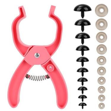 Imagem de Ferramenta de segurança de olho para crochê, alicates de segurança para olhos ferramenta auxiliar com 60 peças 12-30 mm boneca fantoche olhos de urso para amigurumi crochê e animais de pelúcia
