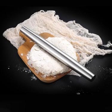 Imagem de Rolo de massa de aço inoxidável para assar – nível profissional, design durável, fácil de enrolar, superfície antiaderente, perfeito para massa