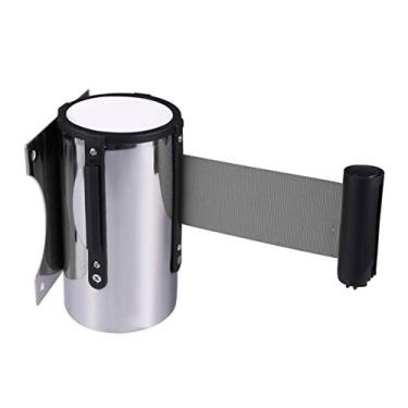 Imagem de YWangQiang Suporte de parede com controle de multidão, cinto de barreira retrátil de 5 m, cinto telescópico, cinto de segurança de fila de nuvem para banco aeroporto hotel empresa (cinza)