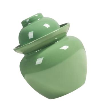 Imagem de Grande jarra de fermentação chinesa tradicional: 1. Frasco de conserva selado de grés de 75 L com tampa de vedação de água Recipiente de comida de porcelana para decapagem de pote de chucrute Kimchi