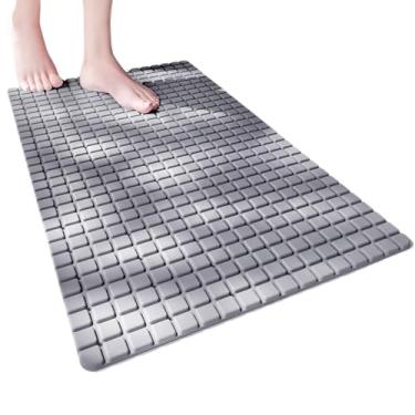 Imagem de Tapetes de banho para banheiro - Tapete de banheira com padrão quadriculado antiderrapante, 99 x 94 x 37 cm, superfícies texturizadas, acessórios de banheiro para quarto de spa, trailer, hotel, casa