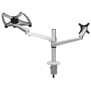 Imagem de Luqeeg Braço de monitor duplo empilhável vertical, suporte duplo de ajuste de amortecimento, acessórios de mesa de escritório de liga de alumínio 0 a 25 ângulo de inclinação acessórios de computador