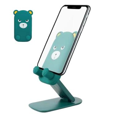 Imagem de Suporte de celular para mesa | Suporte dobrável para tablet | Suporte de mesa para celular com altura ajustável, decoração fofa, base de urso de desenho animado para a maioria dos smartphones e