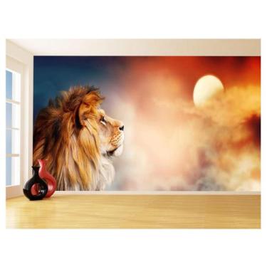Imagem de Papel De Parede Animais Leão Por Do Sol Rosto 3,5M Anm471 - Você Decor