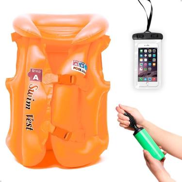 Imagem de Kit Colete Piscina Criança + Bomba Manual Capa Prova D'água-Unissex