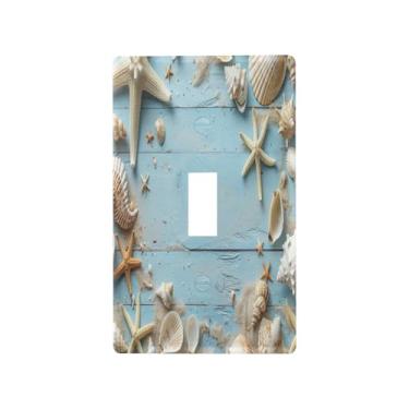 Imagem de Blueangle Capa de placa de parede para interruptor de luz - capa de interruptor de luz de madeira azul decorativa placa de parede, tamanho 1 - gangue 4,53 x 2,76 polegadas (173)