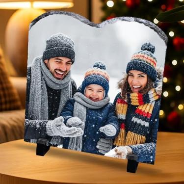 Imagem de ArtPix 3D Placa de ardósia personalizada de Natal, pedra de impressão de foto de Natal personalizada, presente de imagem personalizada para esposa, mulheres, família, ela, ele, placa de ardósia