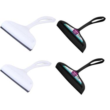 Imagem de Kit 2 Rodo Branco + 2 Rodo Preto Multiuso de Pia com Raspador, 14cm de Lâmina, Plástico, Cabo Ergonômico