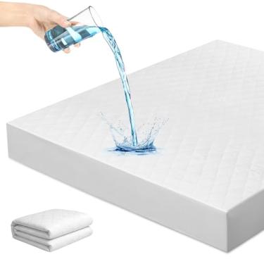 Imagem de Protetor de colchão impermeável, respirável e silencioso, extra absorvente de camada de fibra, capa de colchão queen size para casa, quarto, hotel, lavável na máquina