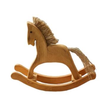 Imagem de Generic Estatueta de Cavalo de Balanço de Madeira, Lembrança Colecionável, Ornamento de Mesa para Quarto Infantil, Armário ou Decoração de Casa, L
