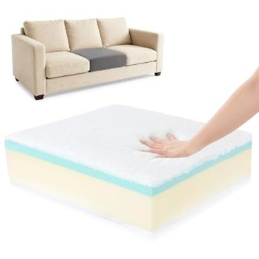 Imagem de BALAPET Substituição de almofada de sofá de espuma de memória, substituição de almofadas de sofá de 6 camadas de espessura extra, suporte de espuma de alta densidade e espuma macia para sofá com capa
