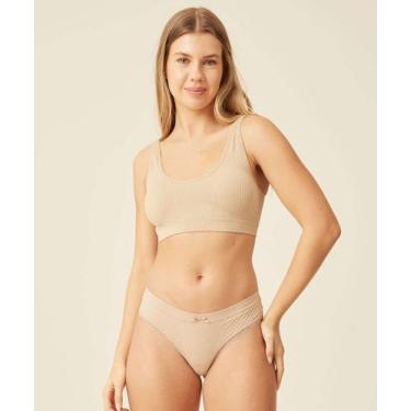 Imagem de Sutiã Top Sem Bojo Canelado Alças Largas Marisa-75580, Bege, G