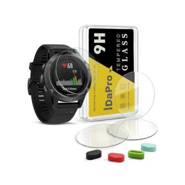 Imagem de [Pacote com 4] Protetor de tela para Garmin Fenix 5S + plugues antipoeira de silicone, vidro temperado iDaPro antiarranhões sem bolhas