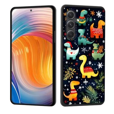 Imagem de CICPLKSE Capa para Galaxy S25 FE, borracha de silicone macia, proteção total à prova de choque, proteção contra quedas para Samsung Galaxy S25 FE 6,7 polegadas 2025, dinossauros de Natal em suéteres