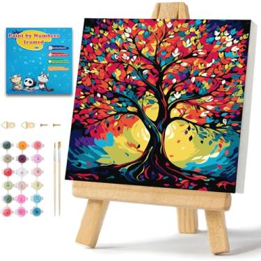Imagem de ICYANART Kit de pintura emoldurada árvore da vida por números para adultos iniciantes, pintura de árvore da vida por números, pintura de números DIY para adultos para decoração de parede de casa