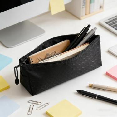 Imagem de 1 porta-cartões e dinheiro Oxford A6 com zíper e design leve – organizador de documentos multiuso para uso diário e armazenamento de viagem (preto)