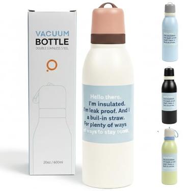 Imagem de Garrafa Térmica Inox 800ml / 550ml – Mantém Gelado 24h e Quente 12h, Aço Inox 304, Livre de BPA, Alta Performance para Academia, Trabalho e Viagem (Creme, 800ml)