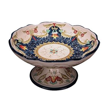 Imagem de Tigelas de frutas clássicas de cerâmica para sala de estar, sala de jantar, prato de frutas com pés altos, prato de sobremesa, decoração criativa para casa, fruteira decorativa