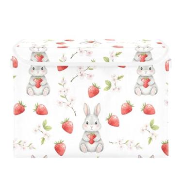 Imagem de SEHANY Cestas de armazenamento fofas de coelho de desenho animado com tampas, organizador de caixas de armazenamento de tecido para armário de roupas, cobertor de escritório, berçário, 42 x 32 x 30 cm