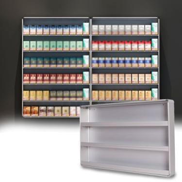 Imagem de Suporte de exibição de cigarro montado na parede, prateleira organizadora de armário de varejo para charutos, envoltórios sem corte ou doces, prateleira organizadora de armário de varejo (67,5 x 27 x