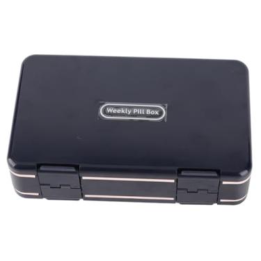 Imagem de Recipiente de medicamento semanal, fácil de abrir, selado, PP, 24 células, camada dupla, organizador de vitaminas de 7 dias para suplementos vitamínicos, pacientes com (Azul)