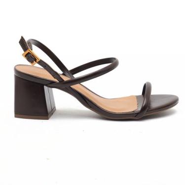 Imagem de Sandália Feminina Sapato da Corte Salto Bloco Médio Fofa, S cafe, 36