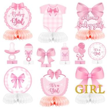 Imagem de Peças centrais Honeycomb Arow Wesh Pink Bow Bow Baby Girl x12 - ArowlW