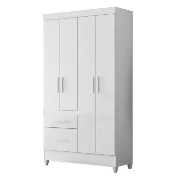 Imagem de Guarda-roupa Madri Pequeno Quarto 4 Portas 2 Gavetas Branco Com Rosa Azul E Lilas