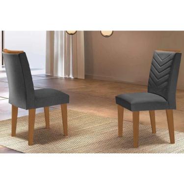 Imagem de Kit 2 Cadeiras De Cozinha Londrina 2 Un Madeira Capuccino Linho Grafite Rufato