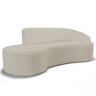 Imagem de Sofá Living  4 Lugares 300cm Braço Direito Mozart D06 Sintético Bege - Mpozenato