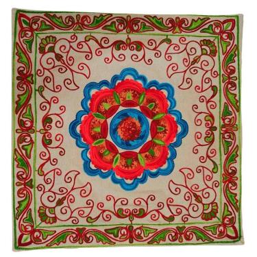 Imagem de Capa De Almofada Indiana Bordada 100% Algodão 45X45Cm