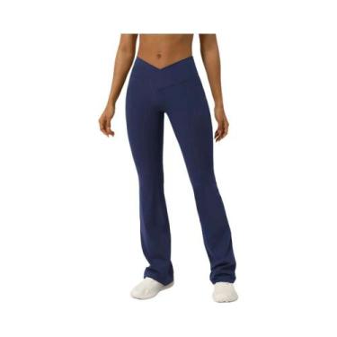 Imagem de Calças De Yoga Femininas De Cintura Alta Com Corte Flare, Leggings De 