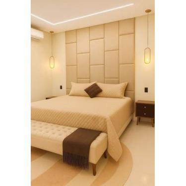 Imagem de Cabeceira 2,40x1,40 de Largura Dominó com Placas Estofadas Autocolante