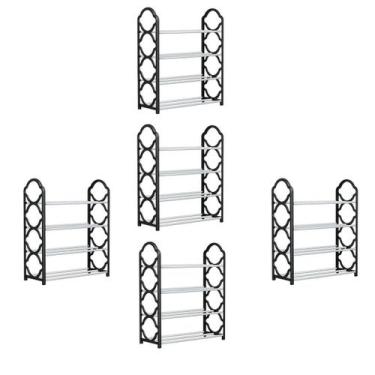 Imagem de 5 Sapateira Multiuso 4 Andar Black Quarto Calçado Organizador Movel Ap