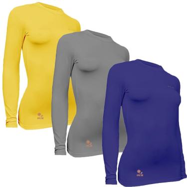Imagem de Kit 3 Camisas Térmicas Feminino Stigli Pro Proteção Solar FPU 50 Manga Longa Colorful B-Feminino
