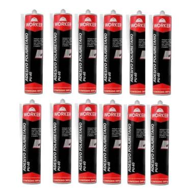 Imagem de Kit 12 Unidades Adesivo Pu40 Cinza 360g Worker