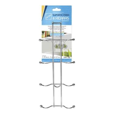 Imagem de Suporte para Xícaras 1630 para Organizar Cozinha em Inox com 8 Ganchos Inox Arthi