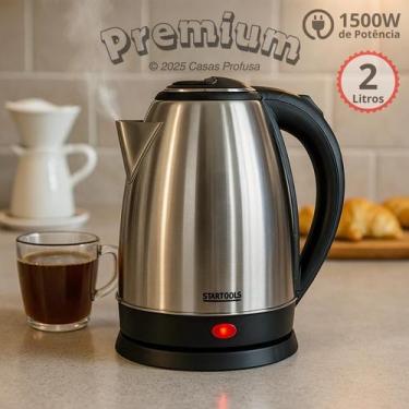 Imagem de Chaleira Elétrica Inox 2 Litros 127V 1000W ou 220V 1500W Prática Rápid