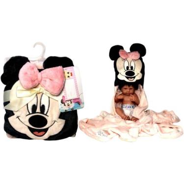 Imagem de Manta Cobertor Para Bebê Com Capuz Personagem Menina Minnie Mouse - Ro