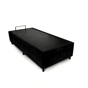 Imagem de Box Baú Max Ultra 96CM Solteiro Suede com Estrutura em MDF Preto Maxispuma 96CM
