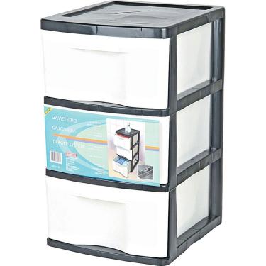 Imagem de Gaveteiro de Chão com 3 Gavetas São Bernardo Preto/Branco