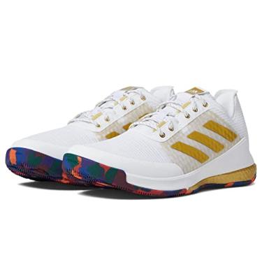 Imagem de adidas T nis feminino Crazyflight Cross Trainer, Branco/dourado met lico/branco, 5.5