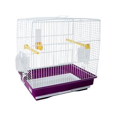 Imagem de KIZQYN Gaiolas de pássaro de aço inoxidável grande gaiola de papagaio pombo portátil pequeno pássaros gaiola de viagem gaiola de voo para animais de estimação (cor: marrom)