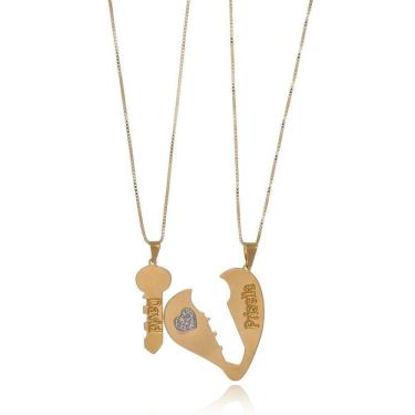 Imagem de Colar Personalizado Coração E Chave Que Se Completam Folhead